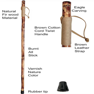 Outdoor Peach Wood Walking Cane , Straight Handle Wooden Walking Stick For Old Person