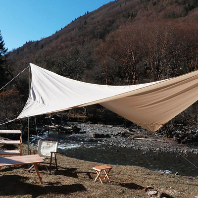 Iron Pipe Silver Coated Fabric Crane Pop Up Beach Cabana Sun Shelter With Wind Rope