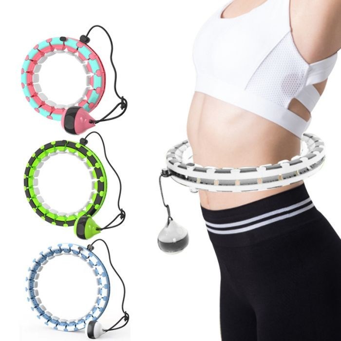Adjustable Size Smart Hula Hoop , Thin Waist 24 Knot Weighted Hula Hoop