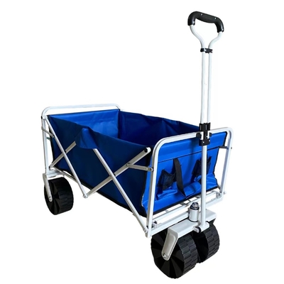 Outdoor Garden Steel Folding Wagon Cart Powder Coating With Telescopic Handle