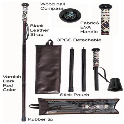 Lightweight Handmade Wooden Hiking Sticks Straight Handle