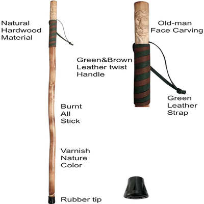 Outdoor Peach Wood Walking Cane , Straight Handle Wooden Walking Stick For Old Person