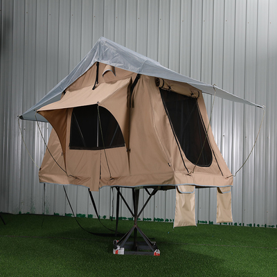 Canvas PU Layer Truck Hard Shell Fold Out Roof Top Tent