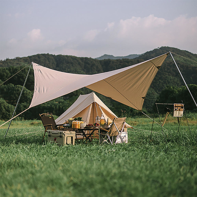 Silver Coated Fabric Sun Shelter Shade Collapsible Rainproof Windproof