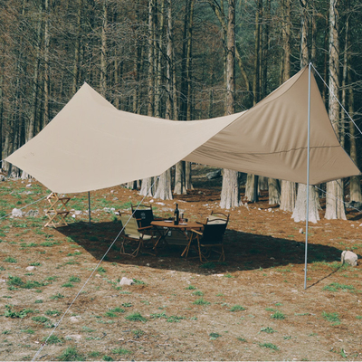 Pop Up Camping Sun Awning 210T Polyester Iron Pipe Beach Sun Shelter Tent